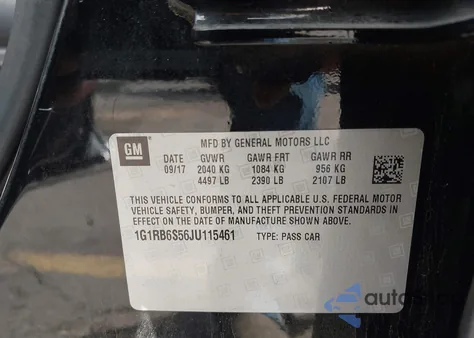 2018 Chevrolet Volt Premier z USA, uszkodzony, nr VIN 1G1RB6S56JU115461